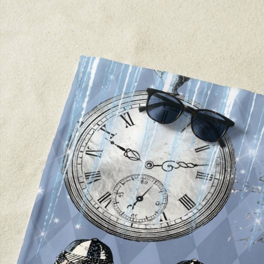 Alice in Wonderland Elegant blauw ijs Strandlaken (In situ)