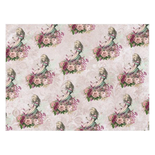 Alice in Wonderland Elegant Blush Pink Tea Party Tafelkleed (Voorkant (Horizontaal))