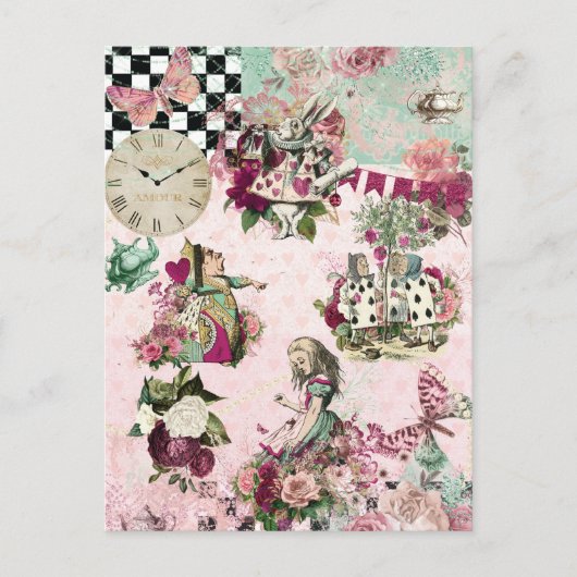Alice in Wonderland Elegant Briefkaart (Voorkant)