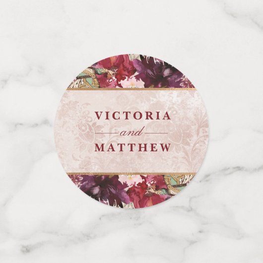 Alice in Wonderland Elegant Bruiloft Monogram Confetti (Kleine voorkant)