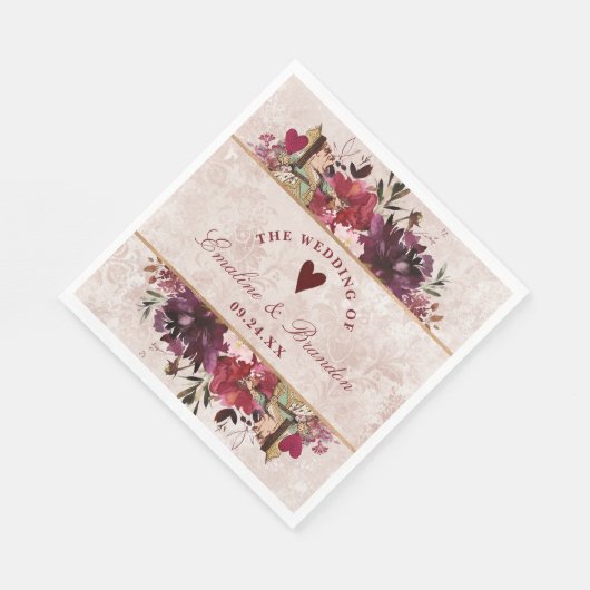 Alice in Wonderland Elegant Bruiloft Monogram Servet (Hoek)