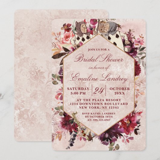 Alice in Wonderland Elegant Bruiloft Vrijgezellenf Kaart (Voorkant / Achterkant)