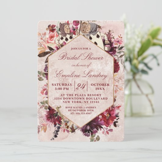 Alice in Wonderland Elegant Bruiloft Vrijgezellenf Kaart (Staand voorkant)