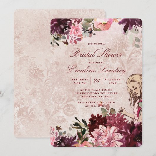 Alice in Wonderland Elegant Bruiloft Vrijgezellenf Kaart (Voorkant / Achterkant)