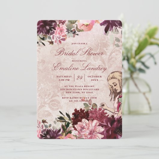 Alice in Wonderland Elegant Bruiloft Vrijgezellenf Kaart (Staand voorkant)