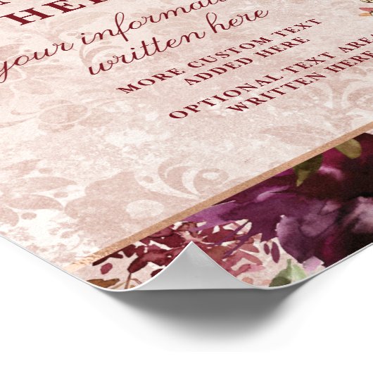 Alice in Wonderland Elegant Custom Wedding Sign Poster (Hoek)