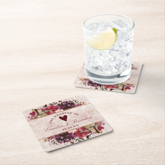 Alice in Wonderland Elegant Monogram Kartonnen Onderzetters (Insitu)