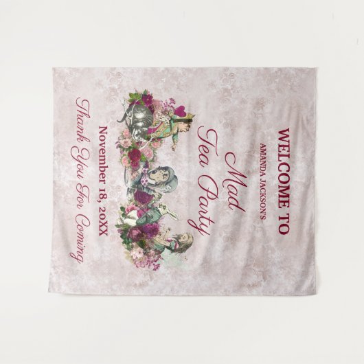 Alice in Wonderland Elegant Tea Party Welkom Wandkleed (Voorkant (horizontaal))