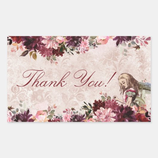 Alice in Wonderland Elegante bruiloft Dank u Rechthoekige Sticker (Voorkant)