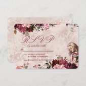 Alice in Wonderland Elegante Bruiloft RSVP Reactie (Voorkant / Achterkant)