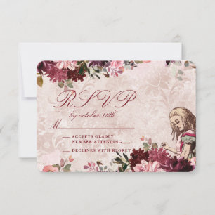Alice in Wonderland Elegante Bruiloft RSVP Reactie Kaartje