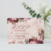 Alice in Wonderland Elegante Bruiloft RSVP Reactie Kaartje (Staand voorkant)