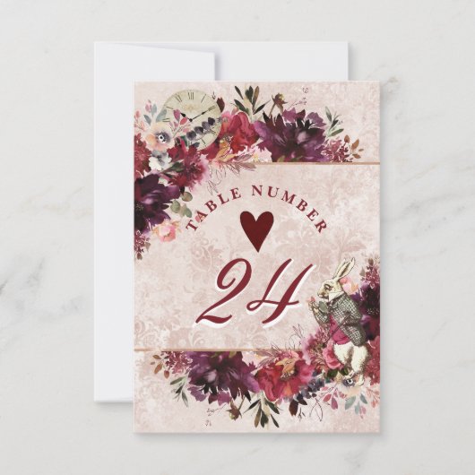 Alice in Wonderland Elegante Bruiloft Tafel Nummer Kaart (Voorkant)