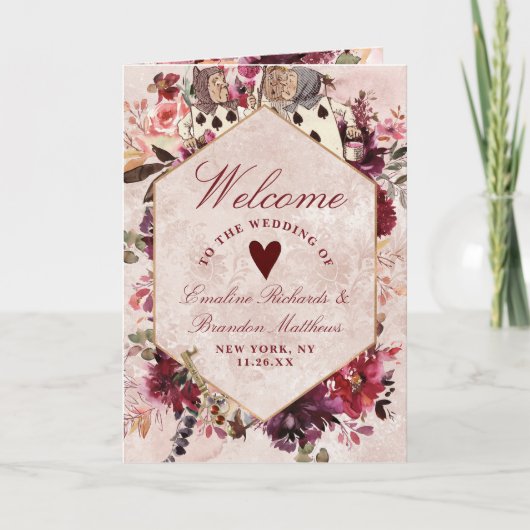 Alice in Wonderland Elegante huwelijksceremonie Programma (Voorkant)