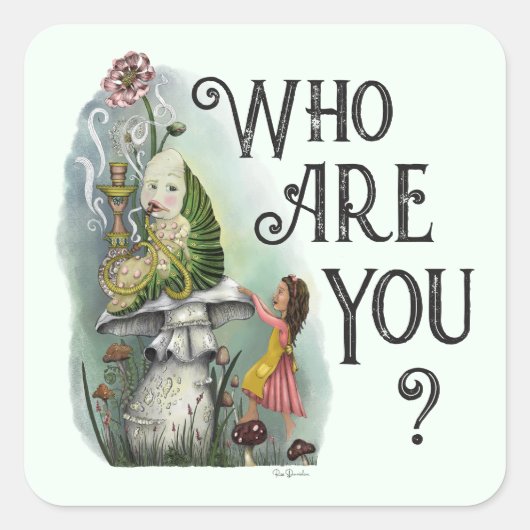 Alice in Wonderland en Caterstyle Art Vierkante Sticker (Voorkant)