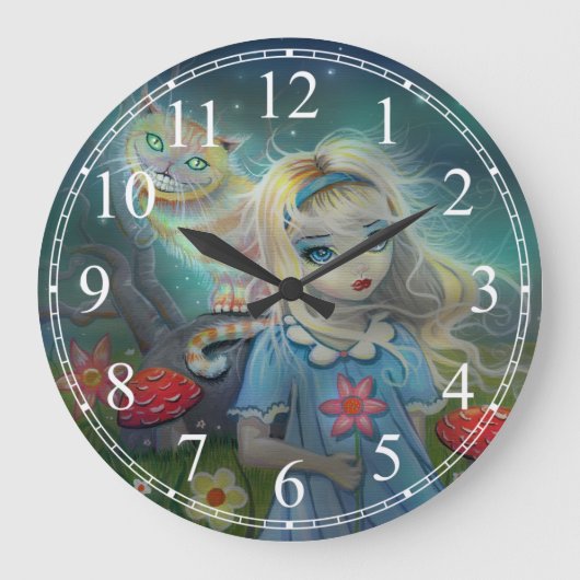 Alice in Wonderland en Cheshire Cat Grote Klok (Voorkant)