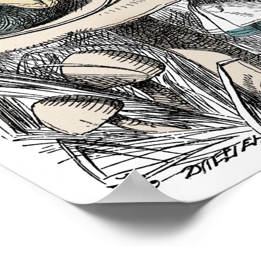 Alice in Wonderland en de Catapillar Poster (Hoek)