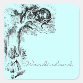 Alice in Wonderland en de Cheshire Cat Vierkante Sticker