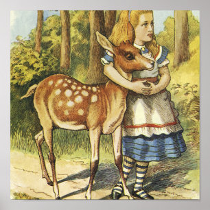 Alice in Wonderland en de Deer Poster