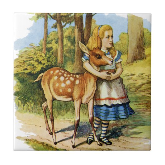 Alice in Wonderland en de Deer Tegeltje (Voorkant)