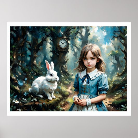 Alice in Wonderland en de Witte Konijn Poster (Voorkant)