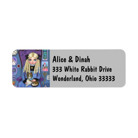 Alice in Wonderland en Dinah Cat Fairy Tale Etiket (Voorkant)