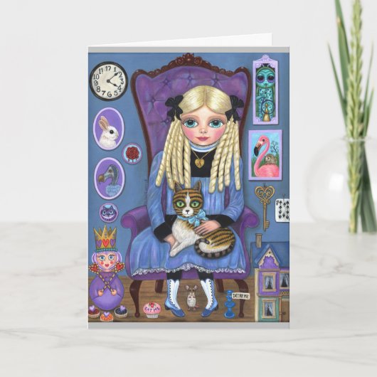 Alice in Wonderland en Dinah Cat Fairy Tale Kaart (Voorkant)