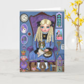 Alice in Wonderland en Dinah Cat Fairy Tale Kaart (Gele Bloem)
