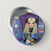 Alice in Wonderland en Dinah Cat Fairy Tale Ronde Button 7,6 Cm (Voorkant /achterkant)