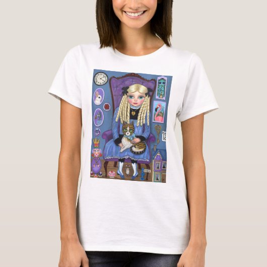 Alice in Wonderland en Dinah Cat Fairy Tale T-shirt (Voorkant)
