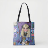 Alice in Wonderland en Dinah Cat Fairy Tale Tote Bag (Voorkant)