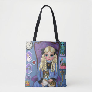 Alice in Wonderland en Dinah Cat Fairy Tale Tote Bag