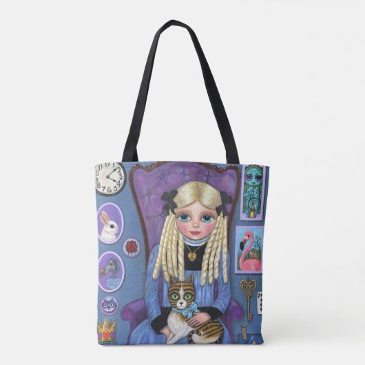 Alice in Wonderland en Dinah Cat Fairy Tale Tote Bag (Achterkant)