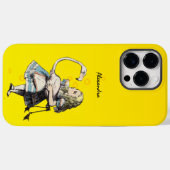 Alice in Wonderland en een Flamingo op Geel Case-Mate iPhone Case (Achterkant (horizontaal))