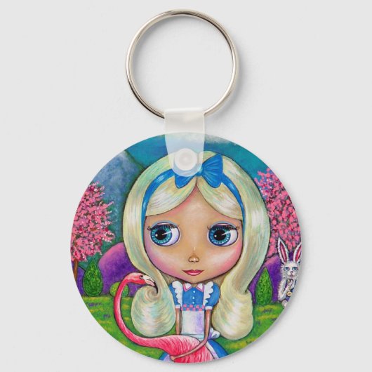 Alice in Wonderland en Flamingo Sleutelhanger (Voorkant)