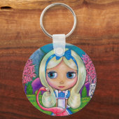 Alice in Wonderland en Flamingo Sleutelhanger (Voorkant)