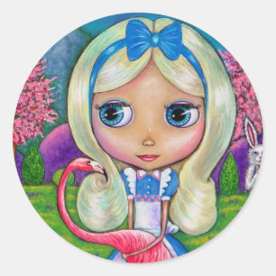 Alice in Wonderland en Flamingo Sticker