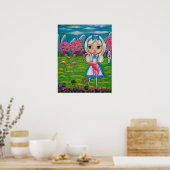 Alice in Wonderland en Flamingos Rabbit Hedgel Poster (Keuken)