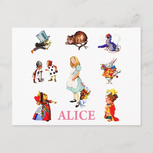Alice in Wonderland en Friends Briefkaart (Voorkant)