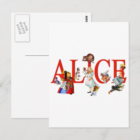 Alice in Wonderland en Friends Briefkaart (Voorkant / Achterkant)