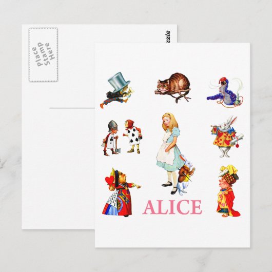 Alice in Wonderland en Friends Briefkaart (Voorkant / Achterkant)