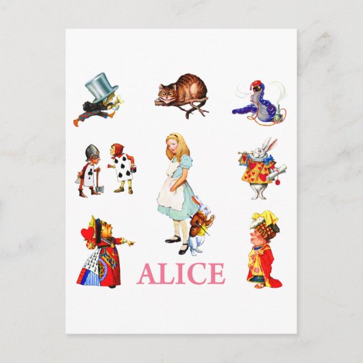Alice in Wonderland en Friends Briefkaart (Voorkant)
