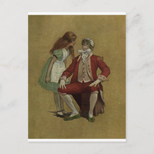 Alice in Wonderland en Frog in Suit Briefkaart