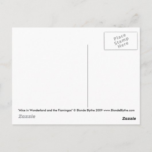 Alice in Wonderland en het Briefkaart Flamingos (Achterkant)