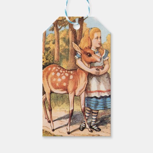 Alice in Wonderland en het hert Cadeaulabel (Voorkant)