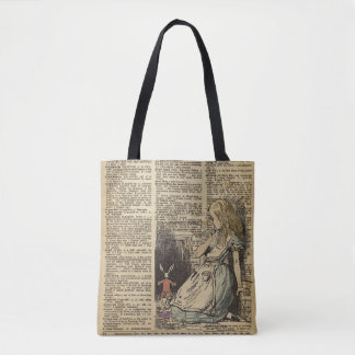 Alice in Wonderland en het witte konijn Tote Bag