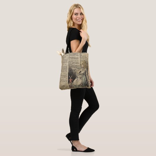 Alice in Wonderland en het witte konijn Tote Bag (Op model)