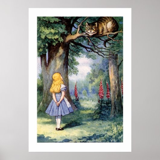  Alice in Wonderland en kat boven de boom Poster (Voorkant)