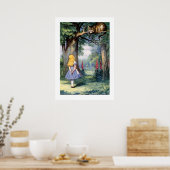  Alice in Wonderland en kat boven de boom Poster (Keuken)