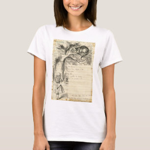  Alice in Wonderland en kat boven de boom T-shirt
